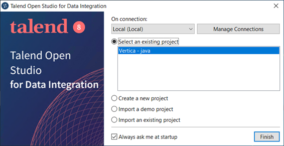 How to Change the Workspace and Connect to a Vertica Database With JDBC After Installing Talend on Windows 10